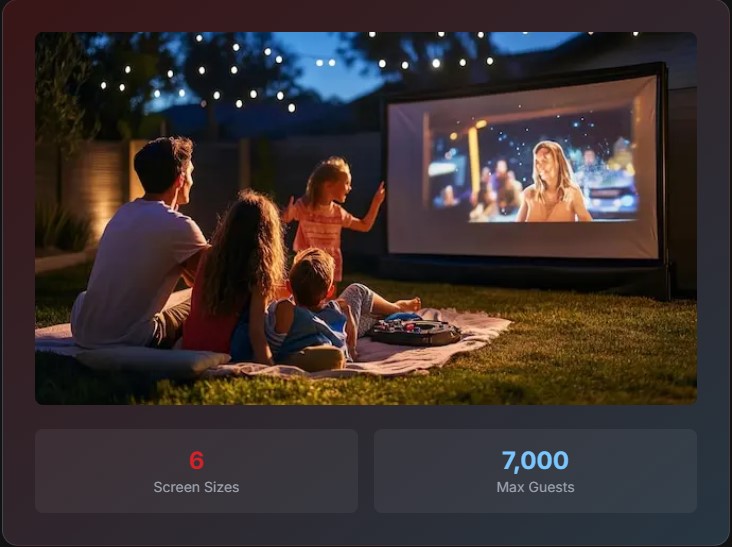 Family watching outdoor movie