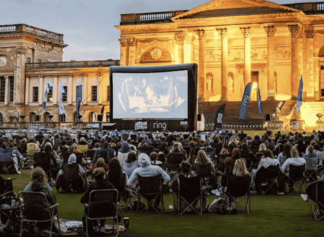 Outdoor movie stately home