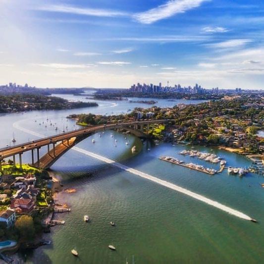 Gladesville Bridge Parramatta River in Sydney